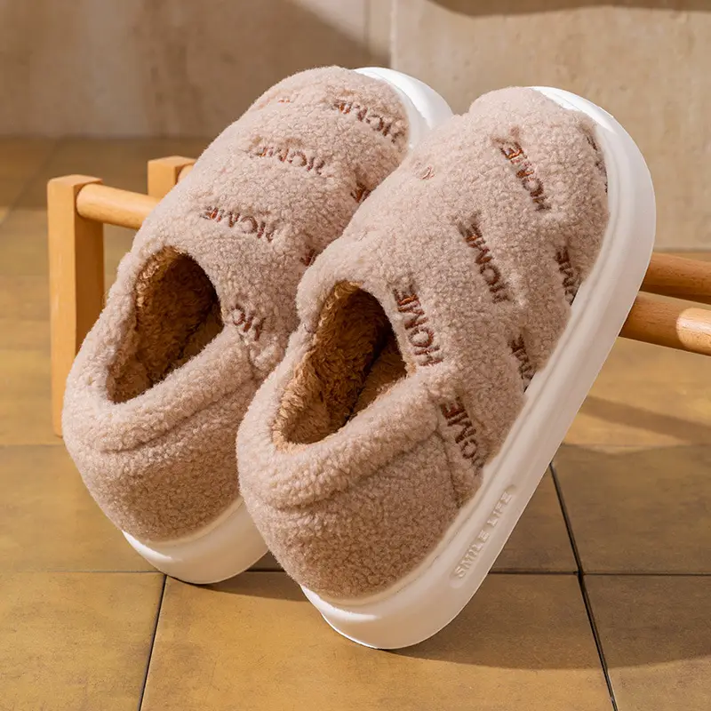 Women's Autumn and Winter Indoor Home 2025 New Thick-Soled Non-Slip Plush Warm Men's Winter Slippers - Image 3