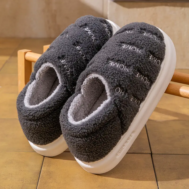 Women's Autumn and Winter Indoor Home 2025 New Thick-Soled Non-Slip Plush Warm Men's Winter Slippers - Image 5