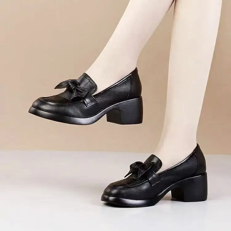 Bow Thick Heel Leather Shoes for Women 2025 — feature 8