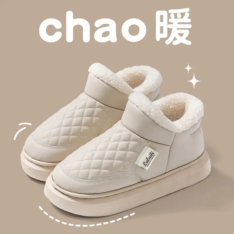 Waterproof Cotton Shoes for Men, Winter 2025 New Style, Fleece-Lined, Thickened, Closed-Back Cotton Slippers, Warm Outdoor Snow Boots for Men - Image 7