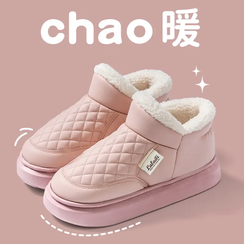 Waterproof Cotton Shoes for Men, Winter 2025 New Style, Fleece-Lined, Thickened, Closed-Back Cotton Slippers, Warm Outdoor Snow Boots for Men - Image 8