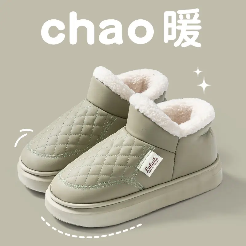 Waterproof Cotton Shoes for Men, Winter 2025 New Style, Fleece-Lined, Thickened, Closed-Back Cotton Slippers, Warm Outdoor Snow Boots for Men - Image 9