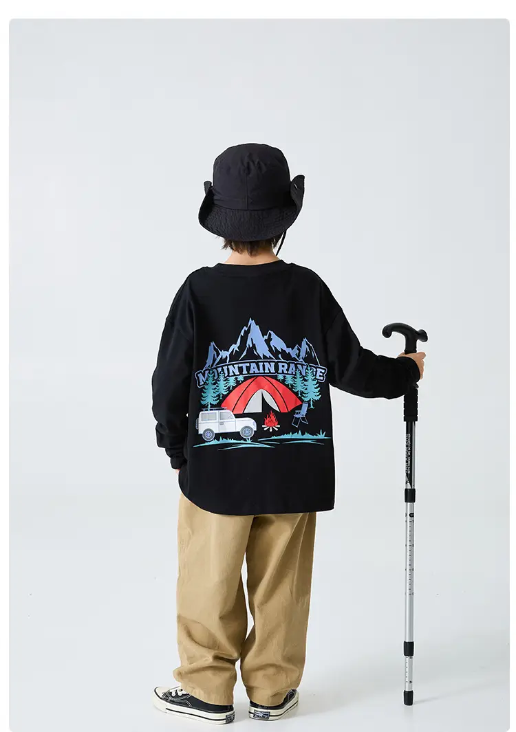 Haima Boys Pure Cotton Long Sleeve T-Shirt Black — feature 13