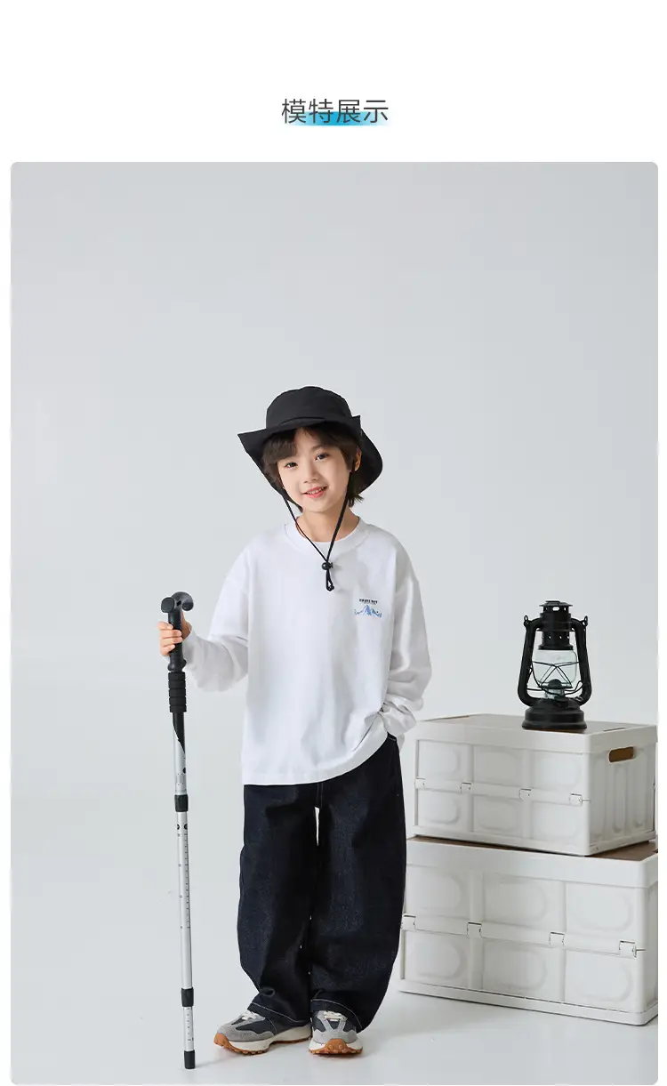 Haima Boys Pure Cotton Long Sleeve T-Shirt Black — feature 8