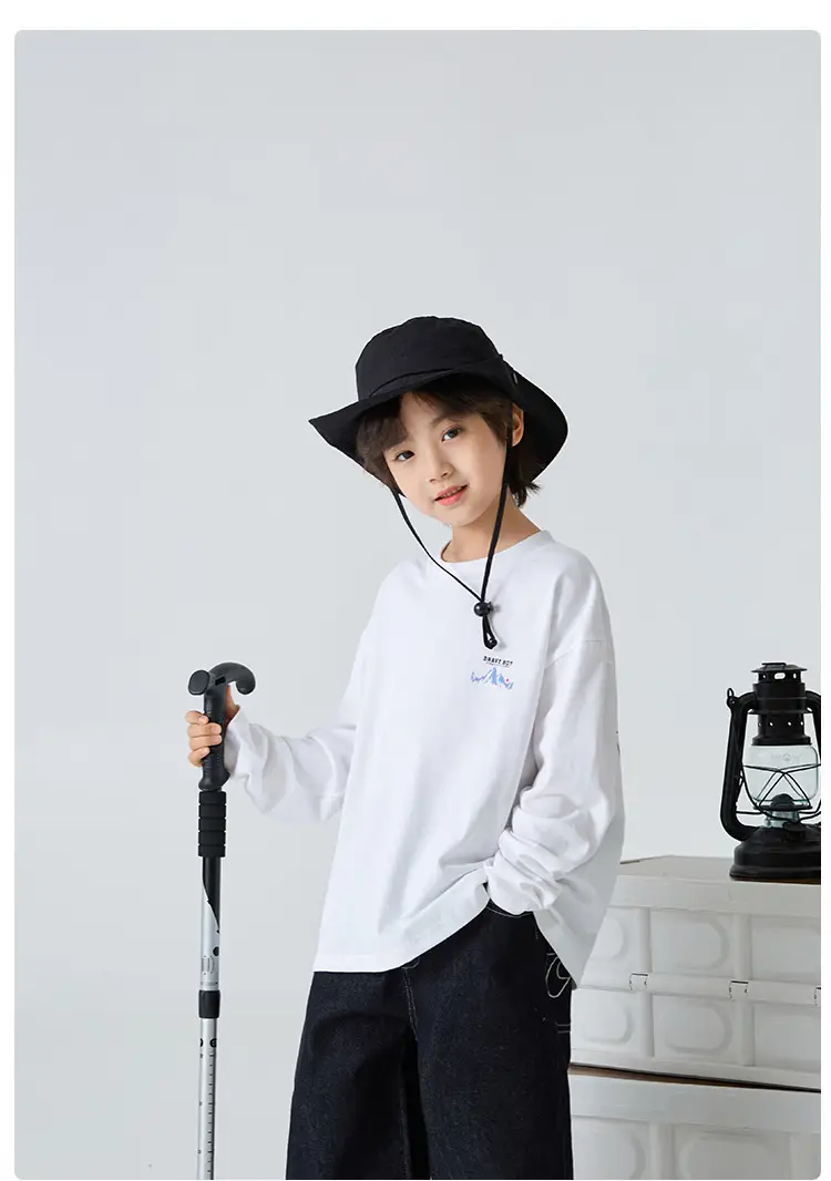 Haima Boys Pure Cotton Long Sleeve T-Shirt Black — feature 9