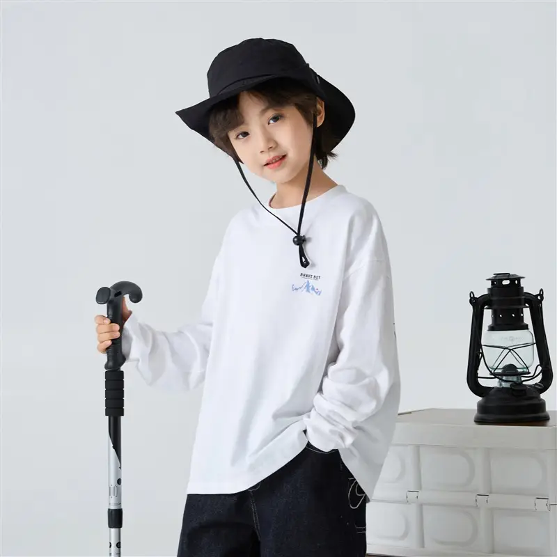 Haima Boys Pure Cotton Long Sleeve T-Shirt Black - Image 2