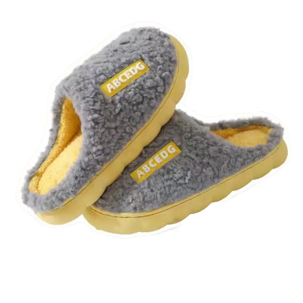 Factory Direct Sale Cotton Slippers for Men, Autumn and Winter Indoor Home Thick-Soled Plush Warm Outdoor Couple Maternity Slippers for Women