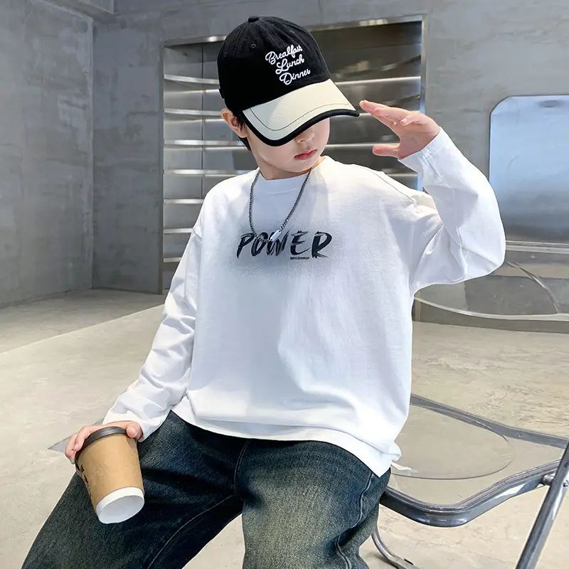 Boys Power Graphic Long Sleeve T-Shirt Black - Image 3