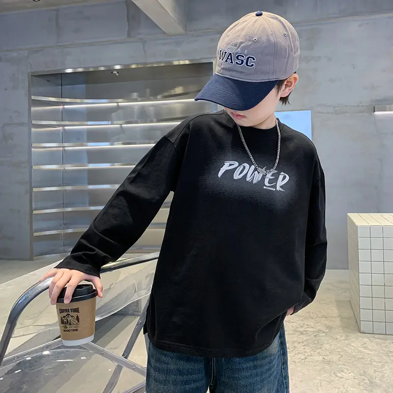 Boys Power Graphic Long Sleeve T-Shirt Black - Image 5