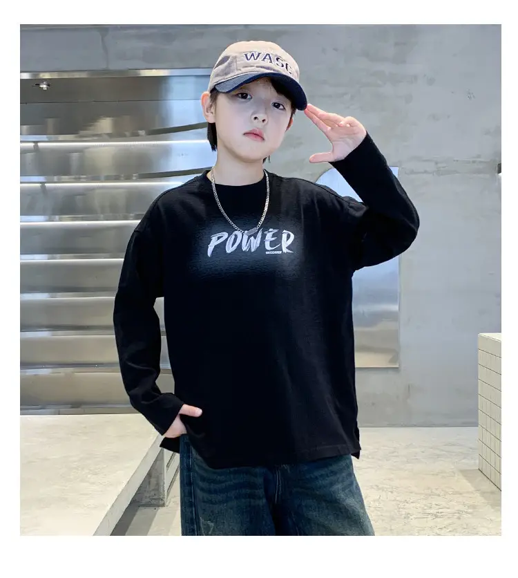Boys Power Graphic Long Sleeve T-Shirt Black — feature 10