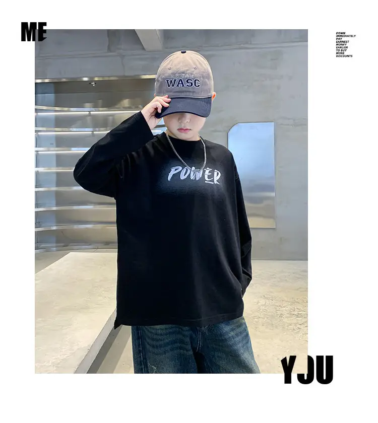 Boys Power Graphic Long Sleeve T-Shirt Black — feature 11
