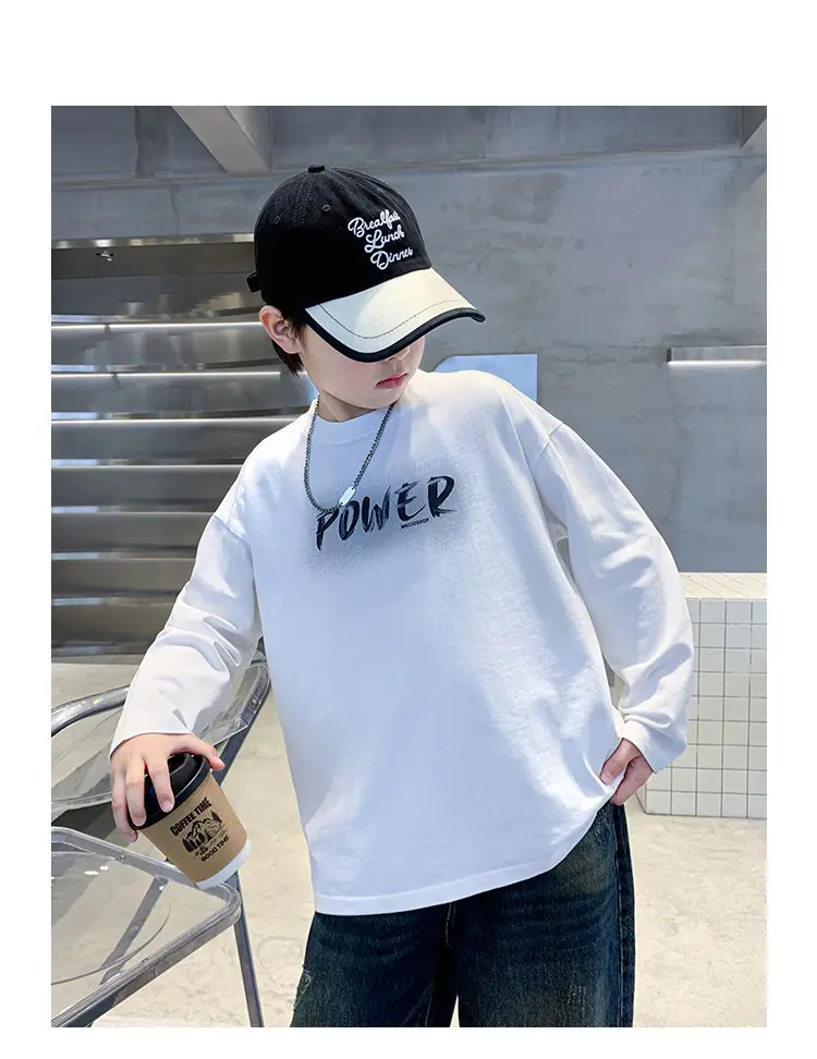 Boys Power Graphic Long Sleeve T-Shirt Black — feature 15