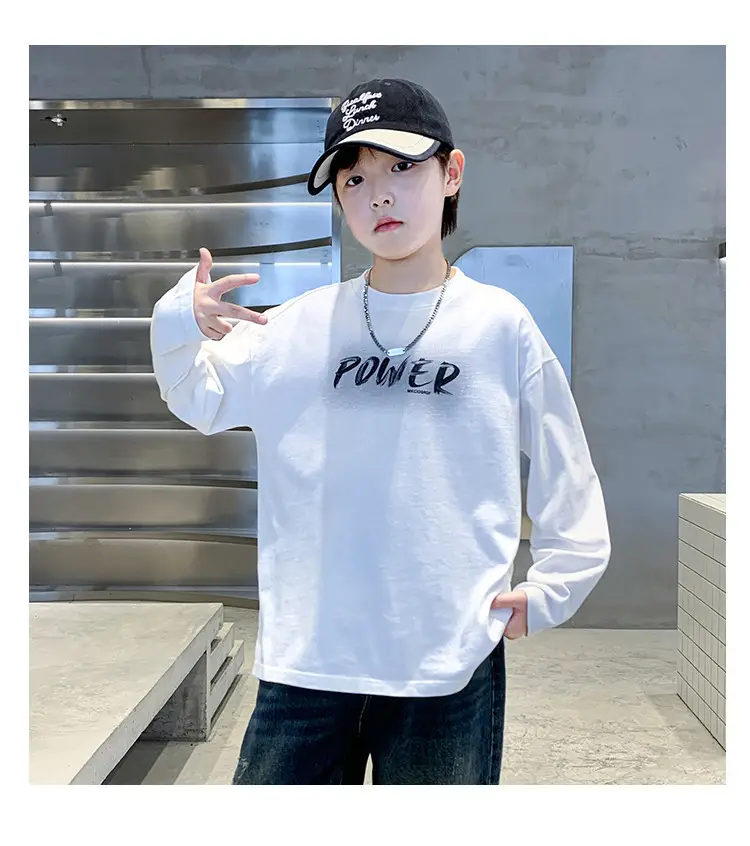 Boys Power Graphic Long Sleeve T-Shirt Black — feature 18
