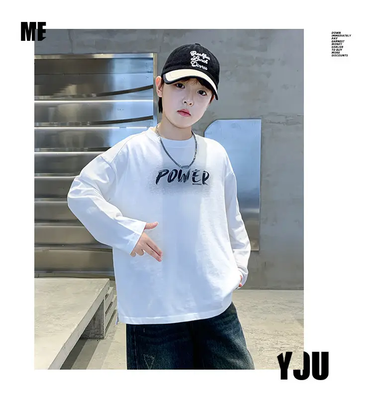Boys Power Graphic Long Sleeve T-Shirt Black — feature 19