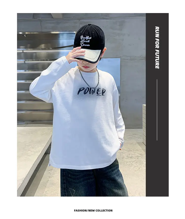 Boys Power Graphic Long Sleeve T-Shirt Black — feature 20