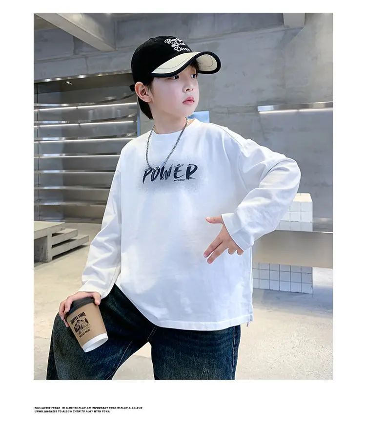 Boys Power Graphic Long Sleeve T-Shirt Black — feature 21