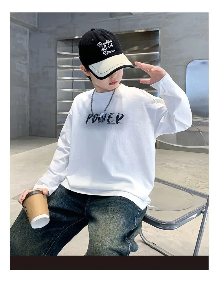 Boys Power Graphic Long Sleeve T-Shirt Black — feature 22