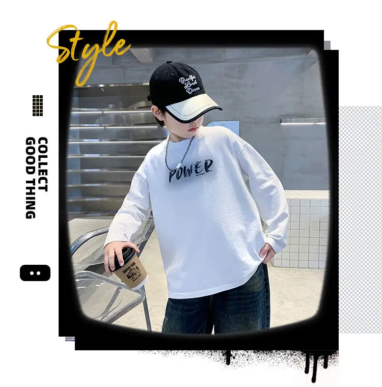 Boys Power Graphic Long Sleeve T-Shirt Black — feature 4