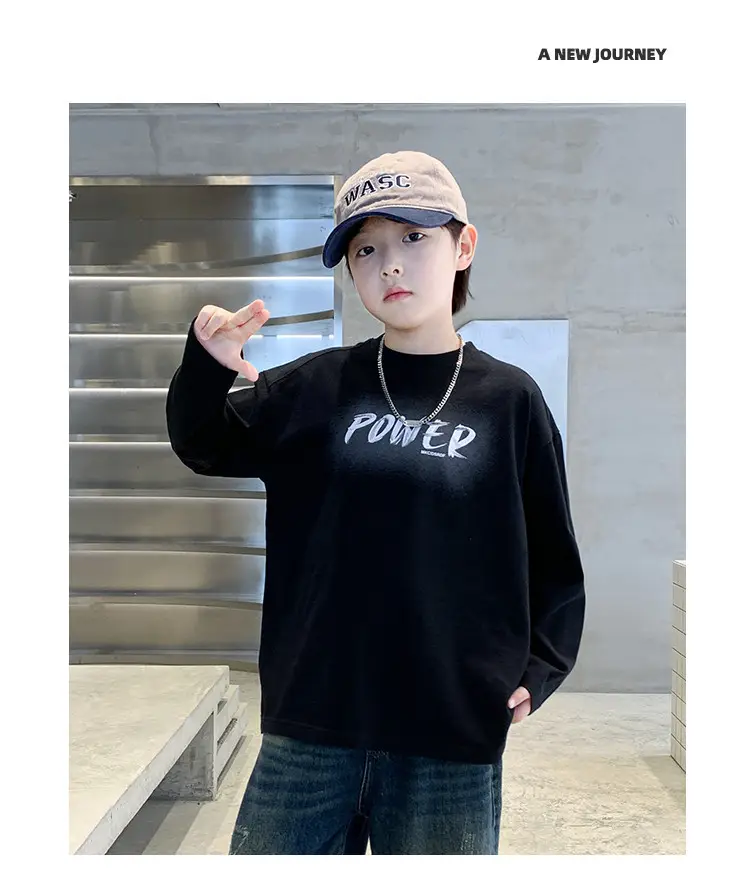 Boys Power Graphic Long Sleeve T-Shirt Black — feature 8