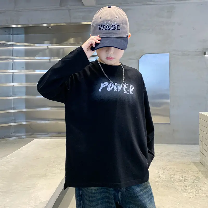 Boys Power Graphic Long Sleeve T-Shirt Black - Image 2