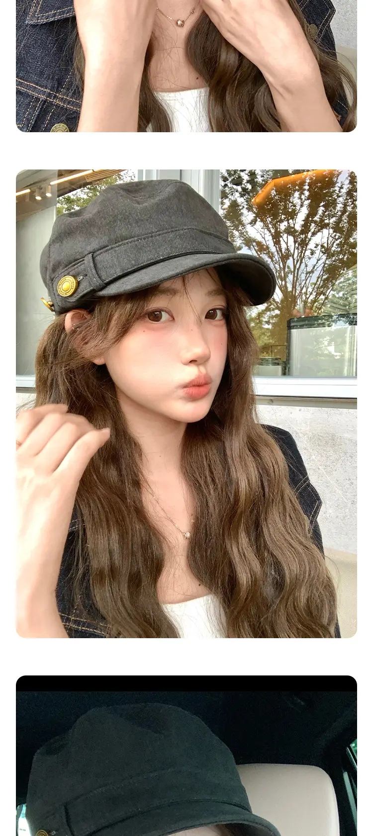 Japanese Retro Button Flat-Top Newsboy Cap for Women 2025 — feature 4