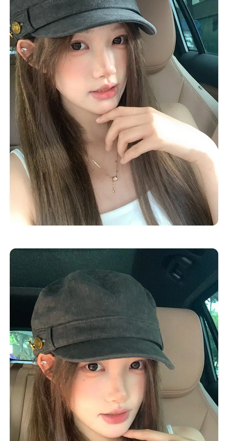 Japanese Retro Button Flat-Top Newsboy Cap for Women 2025 — feature 6