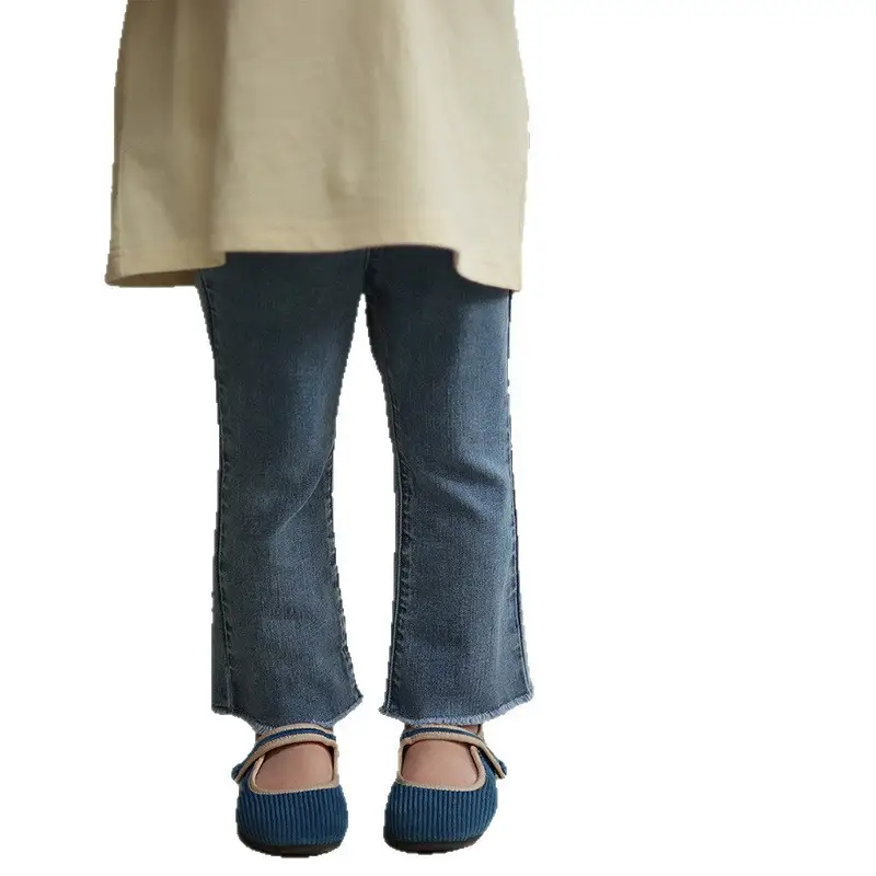 Girls' Autumn Stylish Versatile Flared Pants Children's Outerwear Jeans Spring and Autumn New Baby Girl Long Pants