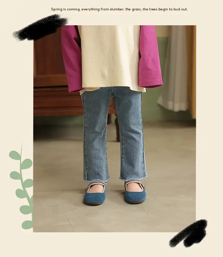Girls' Autumn Stylish Versatile Flared Pants Children's Outerwear Jeans Spring and Autumn New Baby Girl Long Pants — feature 2