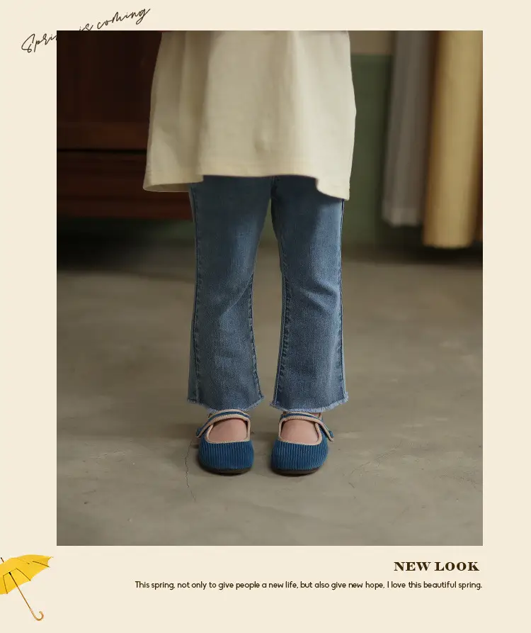Girls' Autumn Stylish Versatile Flared Pants Children's Outerwear Jeans Spring and Autumn New Baby Girl Long Pants — feature 3