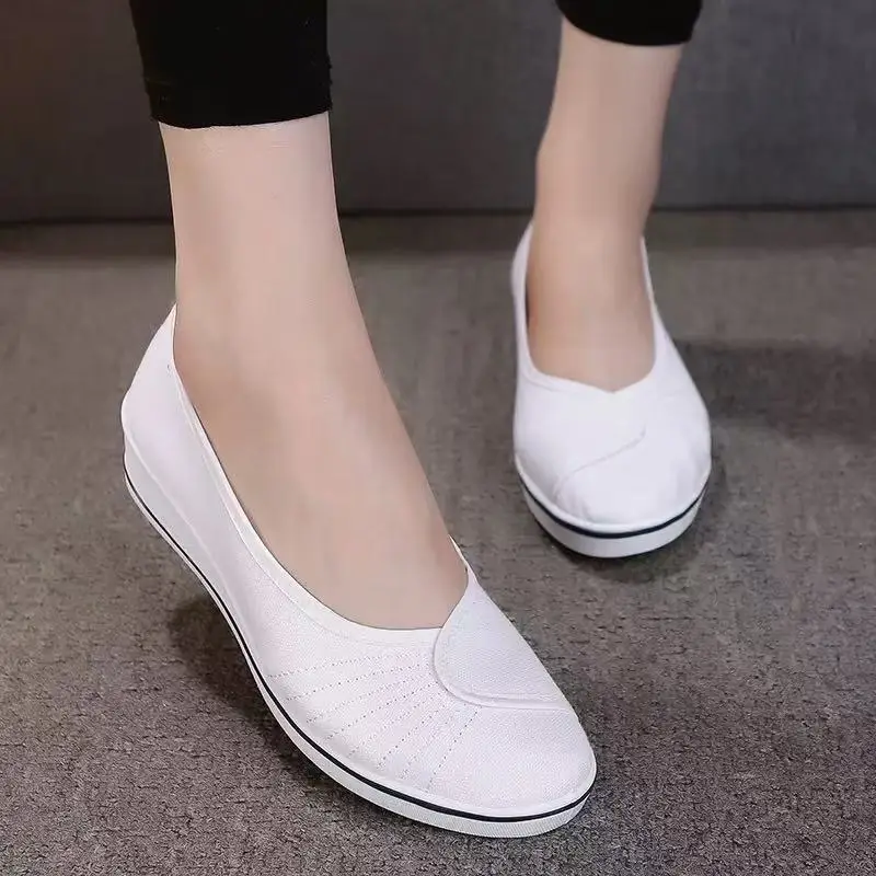 Women White Wedge Heels Soft Sole Autumn Winter - Image 8
