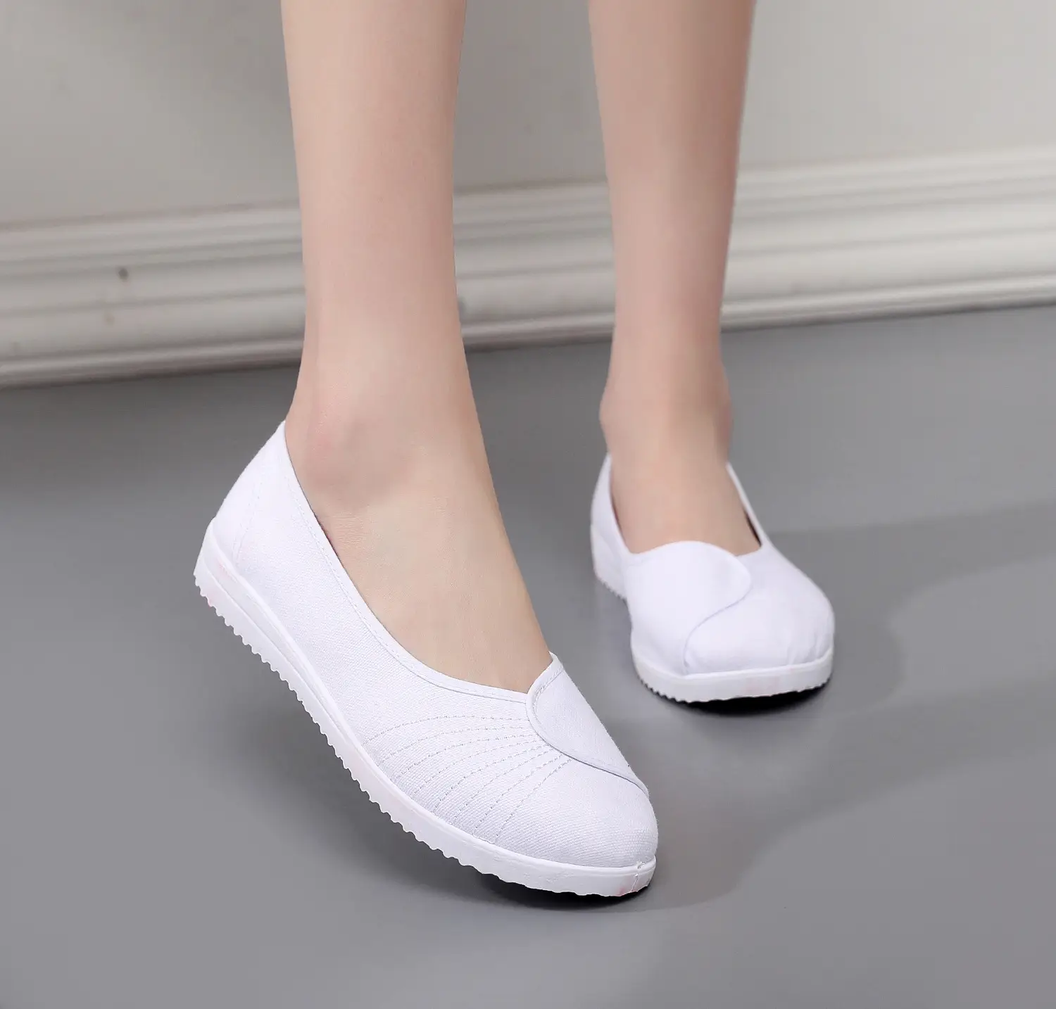 Women White Wedge Heels Soft Sole Autumn Winter - Image 2