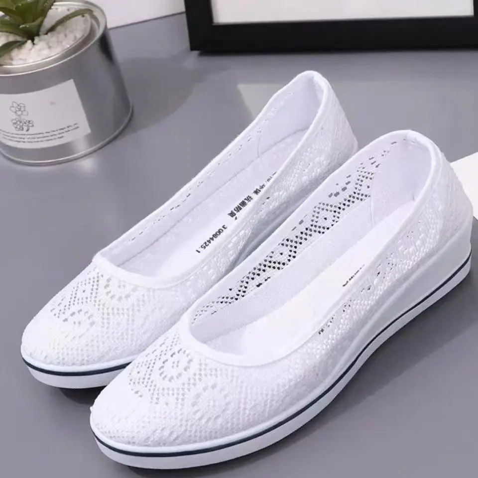 Women White Wedge Heels Soft Sole Autumn Winter - Image 3