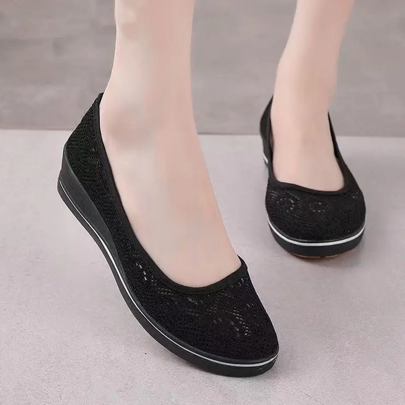 Women White Wedge Heels Soft Sole Autumn Winter - Image 4