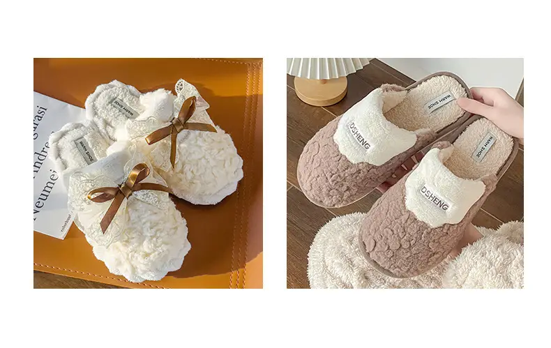 Winter Bow Thick Cotton Slippers for Women Brown — feature 12
