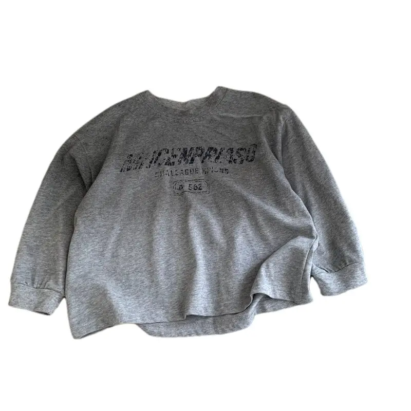 Children Printed Long Sleeve T-Shirt Grey Black Autumn 2025 - Image 7