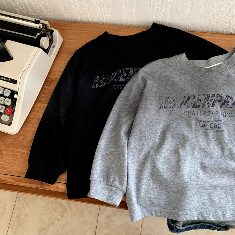 Children Printed Long Sleeve T-Shirt Grey Black Autumn 2025 — feature 3
