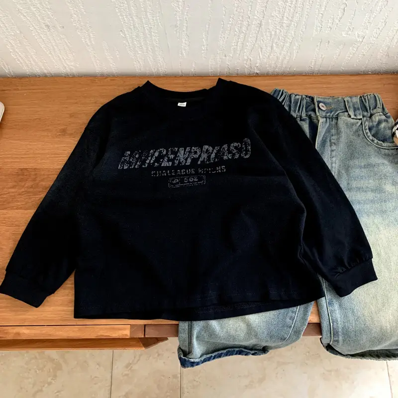 Children Printed Long Sleeve T-Shirt Grey Black Autumn 2025 — feature 9