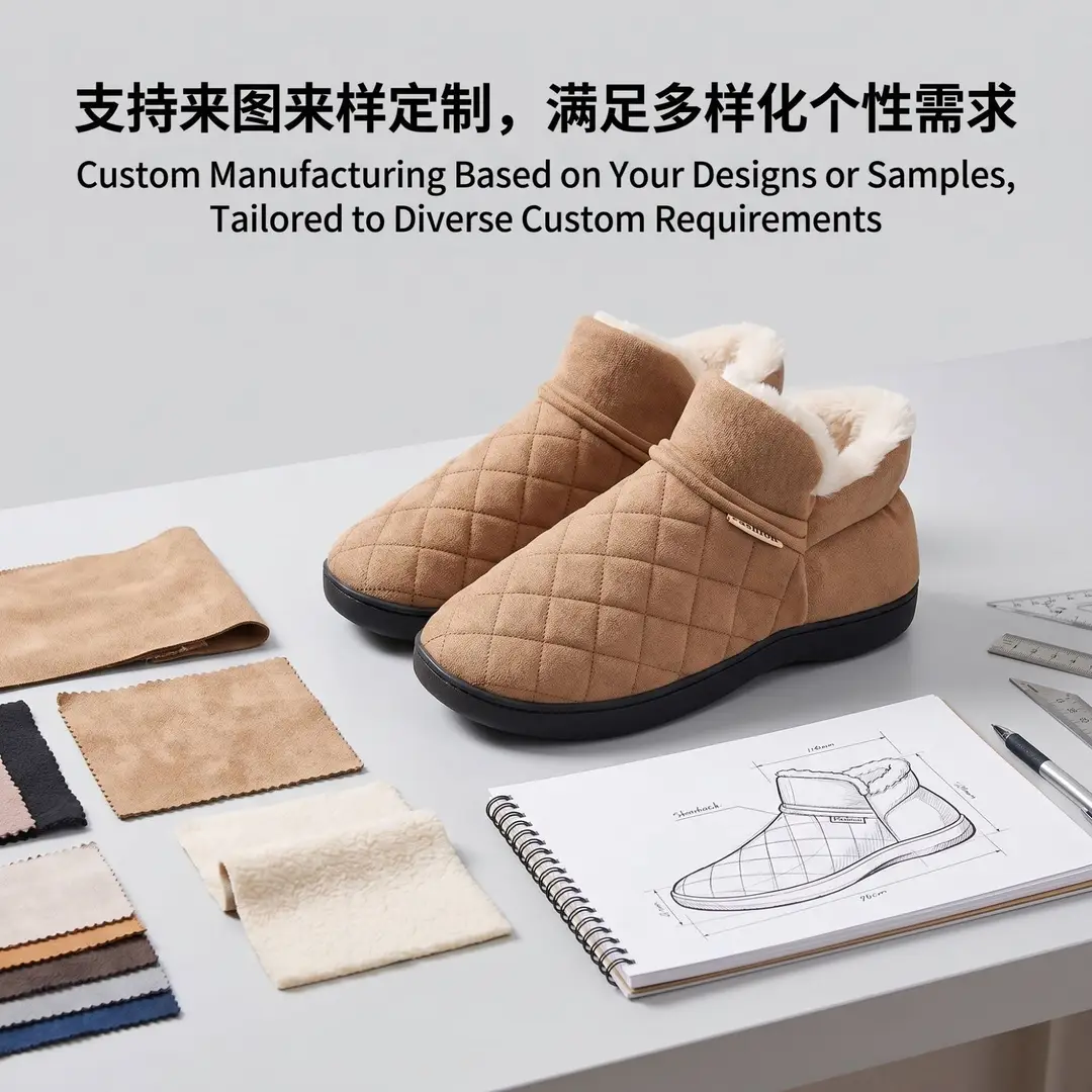 Casual Indoor Cotton Slippers for Couples, Soft-Soled Cotton Shoes for Outdoor Wear, Home Slippers, Thick-Soled Warm Shoes, Fleece-Lined Maternity Slippers