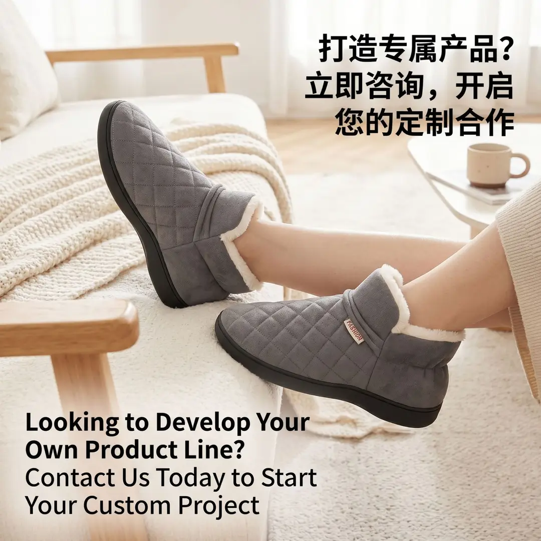 Casual Indoor Cotton Slippers for Couples, Soft-Soled Cotton Shoes for Outdoor Wear, Home Slippers, Thick-Soled Warm Shoes, Fleece-Lined Maternity Slippers
