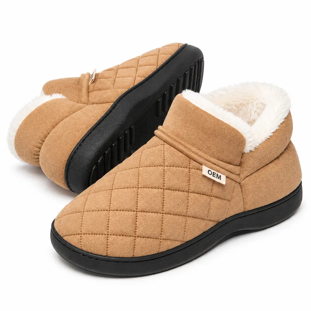 Casual Indoor Cotton Slippers for Couples, Soft-Soled Cotton Shoes for Outdoor Wear, Home Slippers, Thick-Soled Warm Shoes, Fleece-Lined Maternity Slippers