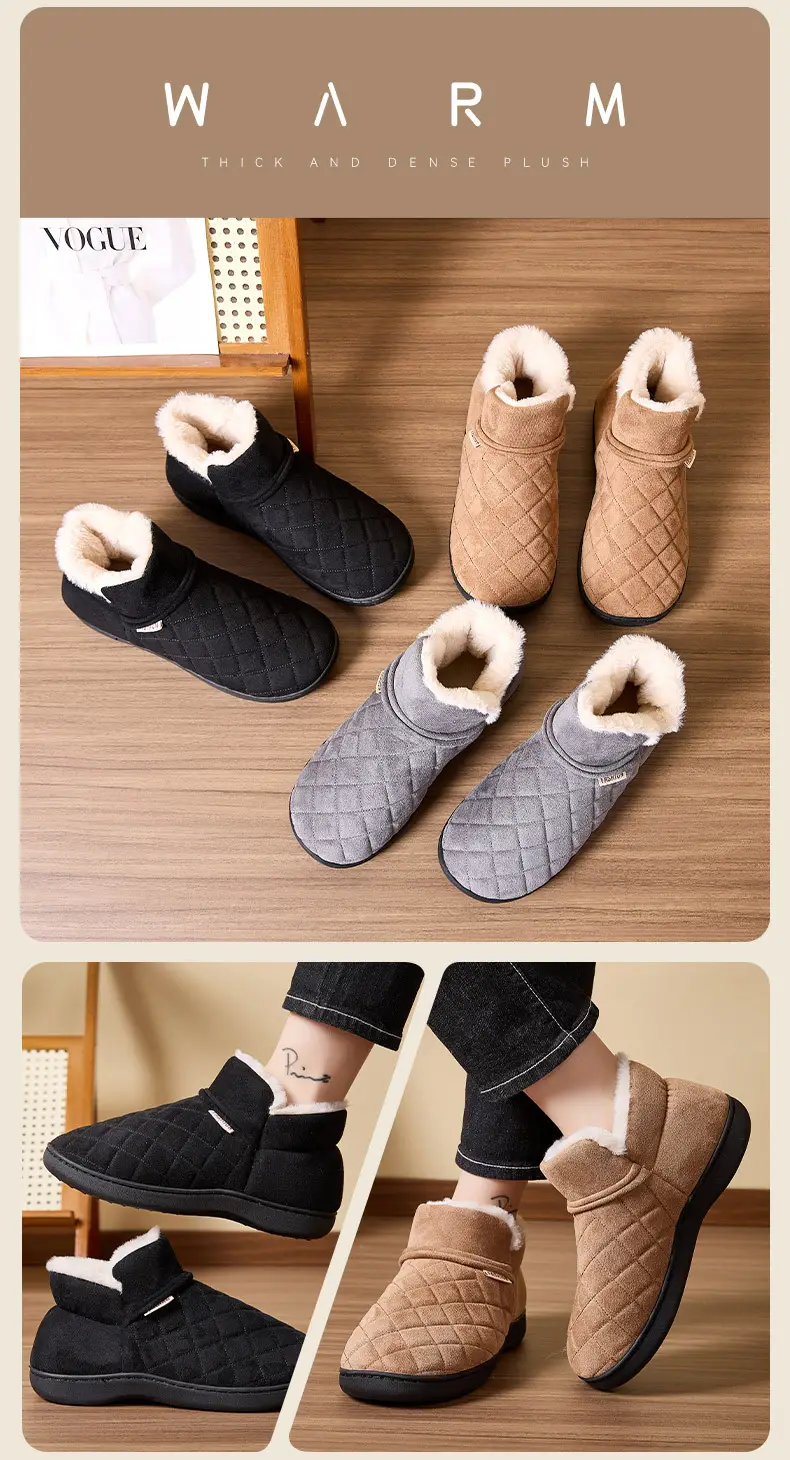 Casual Indoor Cotton Slippers for Couples, Soft-Soled Cotton Shoes for Outdoor Wear, Home Slippers, Thick-Soled Warm Shoes, Fleece-Lined Maternity Slippers — feature 7