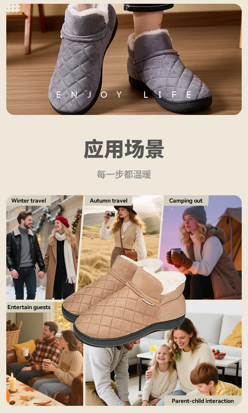 Casual Indoor Cotton Slippers for Couples, Soft-Soled Cotton Shoes for Outdoor Wear, Home Slippers, Thick-Soled Warm Shoes, Fleece-Lined Maternity Slippers — feature 8