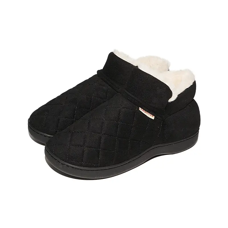 Casual Indoor Cotton Slippers for Couples, Soft-Soled Cotton Shoes for Outdoor Wear, Home Slippers, Thick-Soled Warm Shoes, Fleece-Lined Maternity Slippers