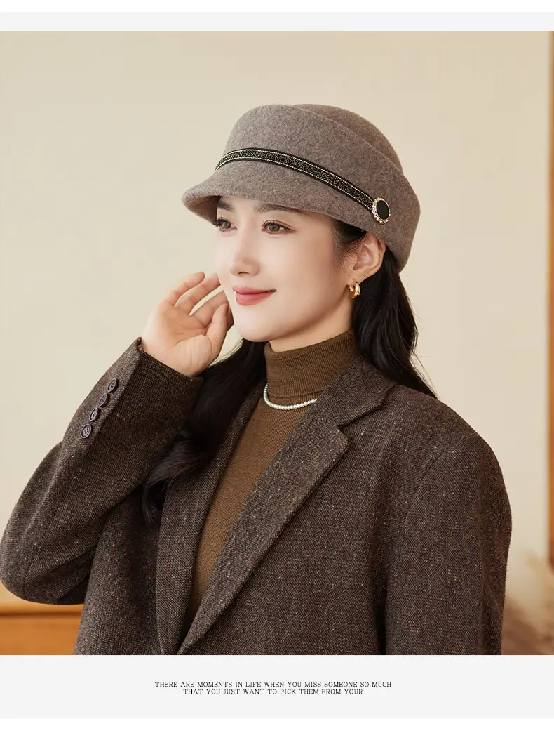 Women Wool Felt Equestrian Hat Vintage Duckbill Cap — feature 11