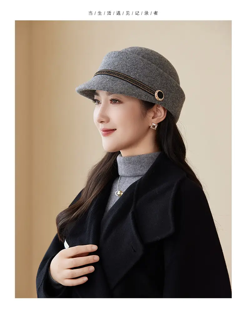 Women Wool Felt Equestrian Hat Vintage Duckbill Cap — feature 22