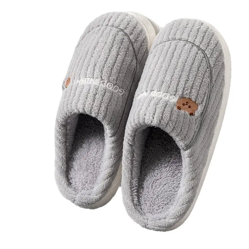 Jialiya Bear Cotton Slippers Men's Winter 2020 New Thick-Soled Home Breathable Anti-Slip Warm Cute Cotton Slippers Women - Image 11