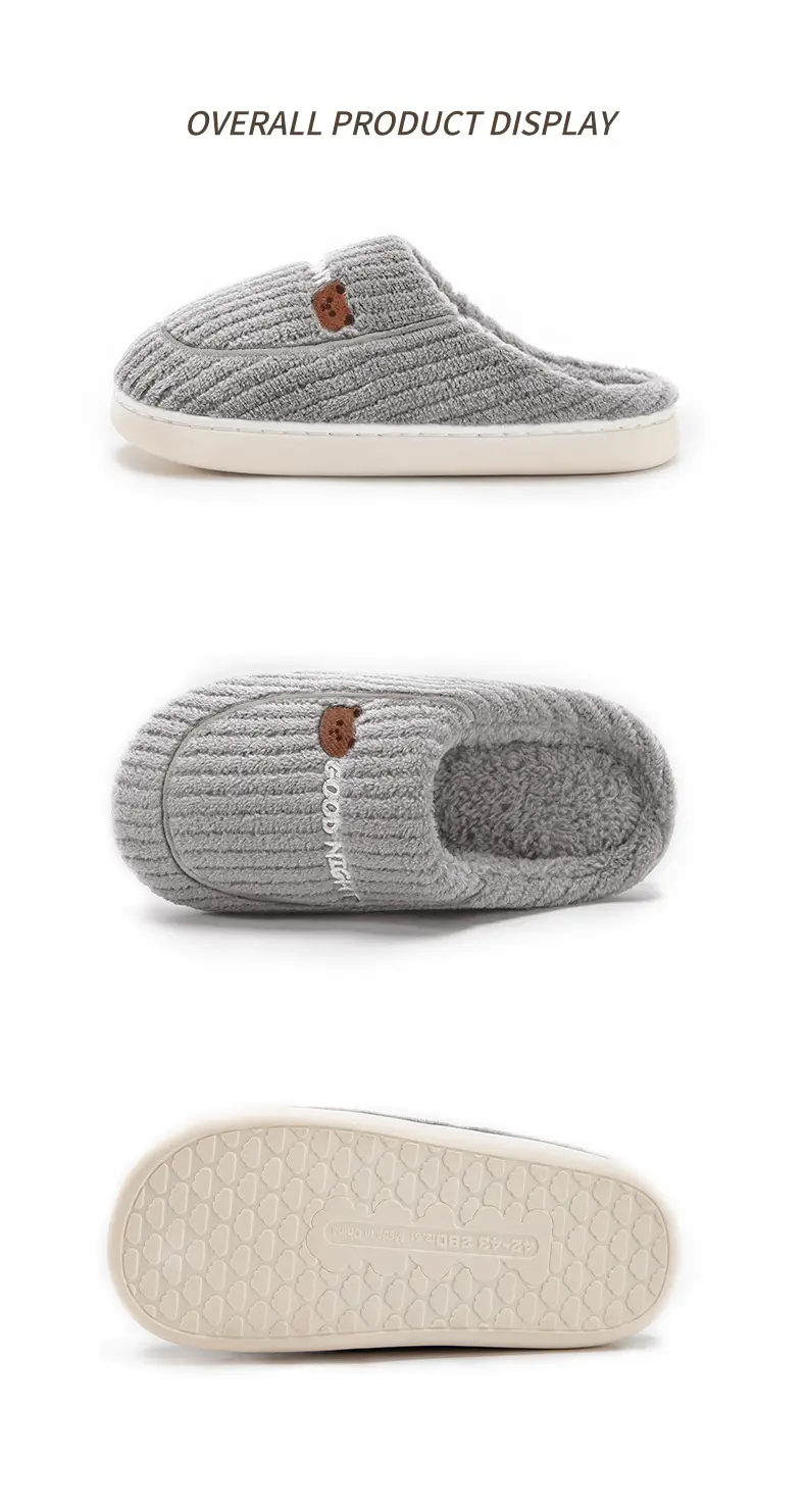 Jialiya Bear Cotton Slippers Men's Winter 2020 New Thick-Soled Home Breathable Anti-Slip Warm Cute Cotton Slippers Women — feature 17