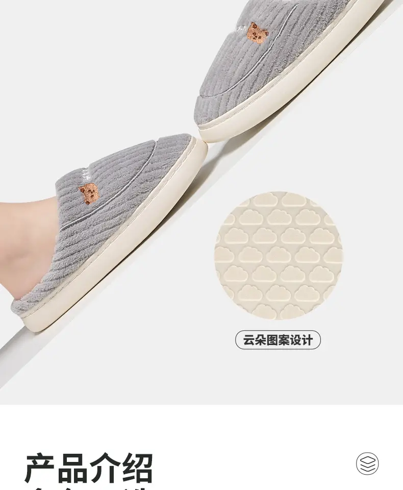 Jialiya Bear Cotton Slippers Men's Winter 2020 New Thick-Soled Home Breathable Anti-Slip Warm Cute Cotton Slippers Women — feature 9