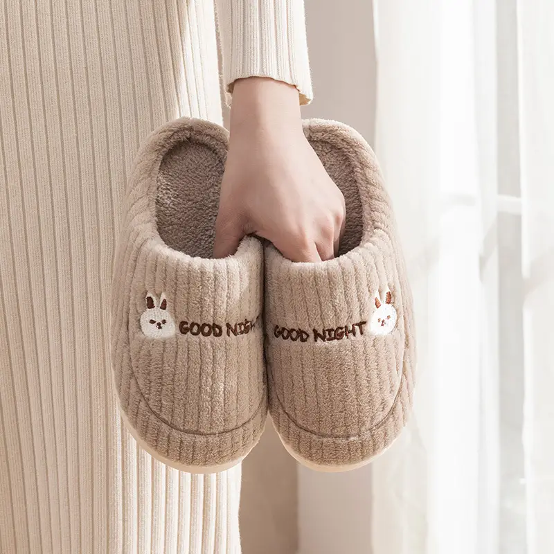 Jialiya Bear Cotton Slippers Men's Winter 2020 New Thick-Soled Home Breathable Anti-Slip Warm Cute Cotton Slippers Women - Image 3