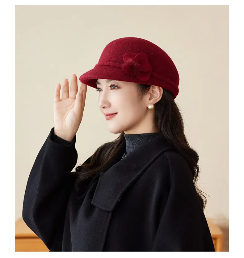 Women Woolen Duckbill Cap for Winter Autumn — feature 14